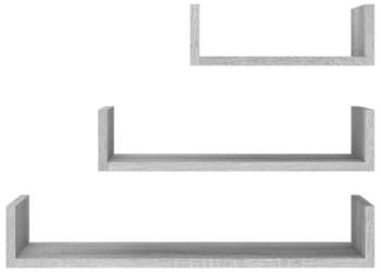 vidaXL Półki ścienne, 3 szt, szary dąb sonoma(SKU:815262)