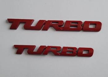 NOWE logo klejane emblemat znaczek TURBO czerwony 2 rozmiary NOWE logo klejane emblemat znaczek TURBO czerwony 2 rozmiary