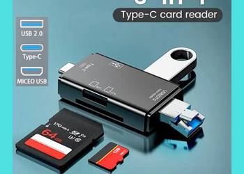 Wielofunkcyjny czytnik 6 w 1 USB 3.0 kart pamięci USB-C/micro/TF/SD