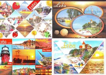 Kart. Poczt. pozdrow. z Łeby  kas 2001  4 szt Kart. Poczt. pozdrow. z Łeby  kas 2001  4 szt