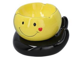 Żółta Ceramiczna Popielniczka Buźka Uśmiechnięta