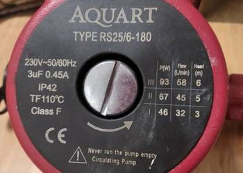 Pompa cyrkulacyjna pompa obiegowa C.O AQUART Type RS25/6-180
