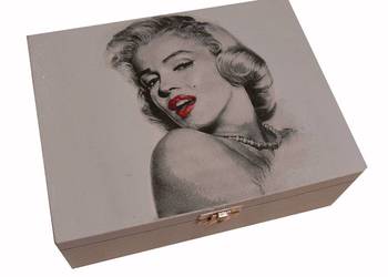 Pudelko pojemnik drewniany zapięcie Marilyn Monroe glamour