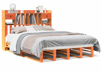 Łóżko z regałem bez materaca lite drewno sosnowe 150x200 cm WM-3323964