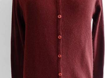 Sweter Kardigan Wełniany z Kaszmirem Modny Czekoladowy Luksusowa Marka