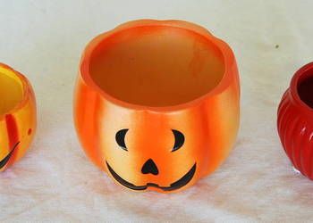 3 szt. Doniczka ceramika figurka dynia, Halloween 9cm,7 cm śr.9cm i 6cm