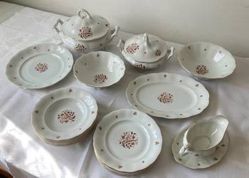 Piękny zestaw serwis obiadowy Karolina porcelana PRL złocenia vintage