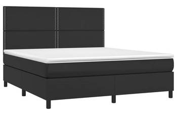 Łóżko z Materacem Kontynentalne Czarne Ekoskóra LED 180x200cm WM-3135897