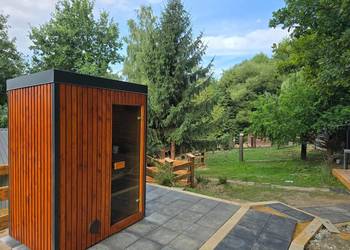 Sauna ogrodowa 2-osobowa, piec elektryczny, zasilanie 230V, PRODUCENT