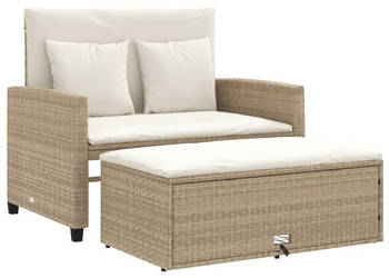 Sofa ogrodowa z poduszkami 2-osobowa beżowa polirattan WM-365135