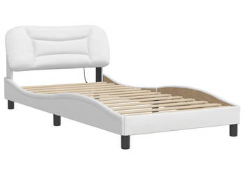 Rama łóżka z LED biała sztuczna skóra 100x200 cm WM-3213914