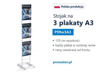Biały stojak na 3 plakaty A3 | stojak informacyjny do biura P99w3A3