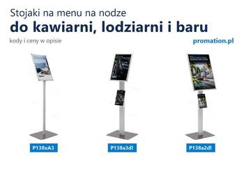 Tanie stojaki na menu A4, A3 i A2 na nodze – kawiarnia, lodziarnia, bar