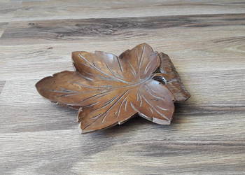 Stara drewniana patera liść rzeźba
