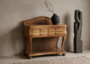 DREWNIANA KOMODA UNIKAT WIĄZ antyk lata 40. 4 szuflady wysuwane stolnice