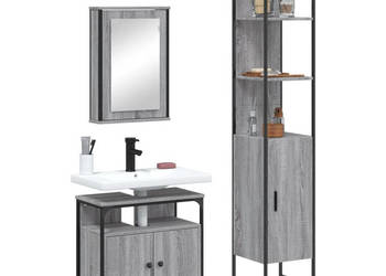 3-częściowy zestaw mebli łazienkowych szary dąb sonoma WM-3214798