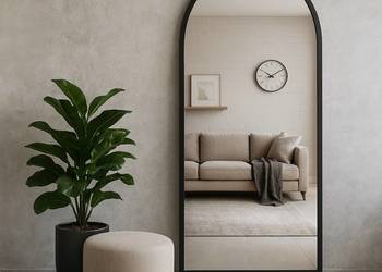 Lustro półowalne w ramie złotej MDF SLIM - DOMI - kolor do wyboru