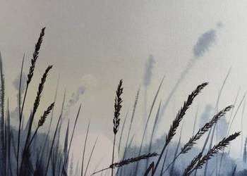 Oryginalna Akwarela Obraz pt: Atramentowy Horyzont