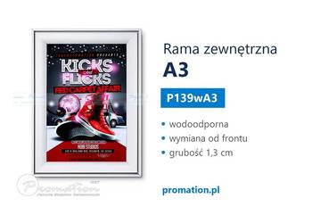 Rama OWZ A3 zewnętrzna wodoodporna na plakat do sklepu i lokalu P139wA3