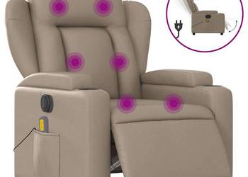 vidaXL Rozkładany fotel masujący, elektryczny, cappuccino(SKU:3204543)
