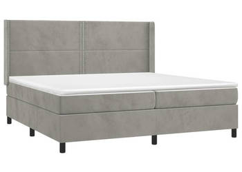 Łóżko kontynentalne z materacem i LED szare aksamit 200x200cm WM-3139523
