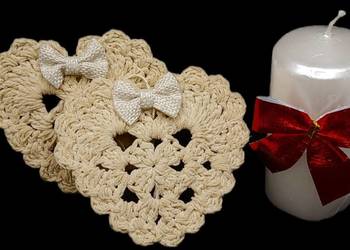 Serduszka zawieszki choinkowe ręcznie wykonane 2szt