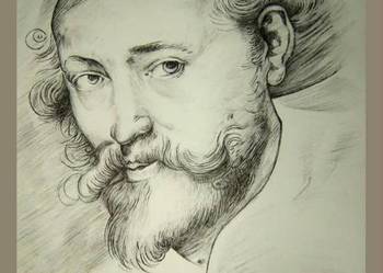 Portret rysunek piórkiem lub ołówkiem na papierze