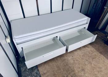 IKEA BRIMNES Leżanka Łóżko z 2 szufladami, 2 materace ,białe Transport