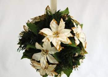 Kula roślinna biała gwiazda betlejemska zawieszka świąteczna