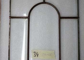 nr34 Witraż frontu starego zegara szafki szkło fazowane 21,6x25cm