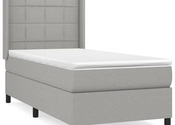 Łóżko kontynentalne z materacem jasnoszare tkanina 80x200 cm WM-3131385