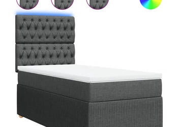 Łóżko kontynentalne z materacem ciemnoszara tkanina 90x200 cm WM-3294247