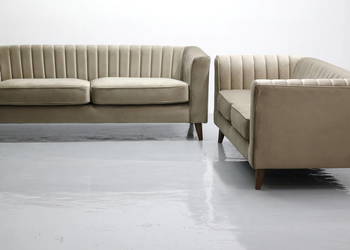 TSL fantastyczny komplet 3+2 SOFA KANAPA zestaw welur Ciemny beż VELLUTTO