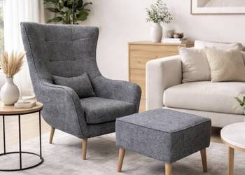 Fotel Lord Z Podnóżkiem Szary, Dostawa 0zł!