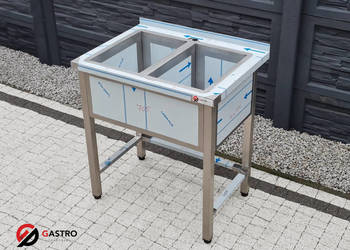 Basen - Zlew 2 komorowy 80x60x85 cm - solidny spawany ze stali nierdzewnej