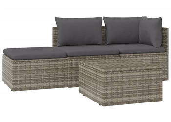 4-cz. zestaw wypoczynkowy do ogrodu poduszki szary rattan PE WM-318676