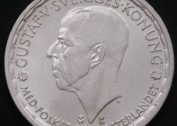 Szwecja 2 korony 1950 - SREBRO - stan 1/2