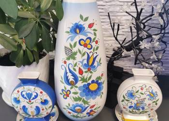 Zestaw "Lubiana". Wazon, Wazoniki, Popielniczki. PRL, Vintage