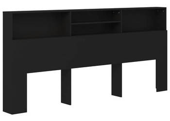 Wezgłowie łóżka z półkami czarne 220x19x1035 cm WM-811899