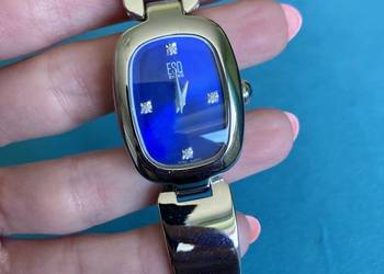 Luksusowy damski srebrny zegarek diamenty bransoletka ESQ Swiss Movado