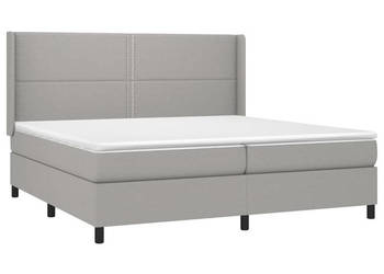 Łóżko kontynentalne z materacem jasnoszare tkanina 200x200cm WM-3138261