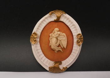 Stara Miniatura Reliefowa / Płaskorzeźba Ścienna – Cherubin / Aniołek