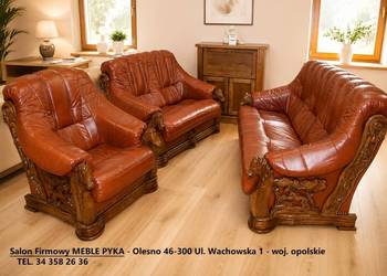 Komplet OSKAR  / 321 / Konie Rzeźbione / SKÓRA / = PRODUCENT Pyka Olesno