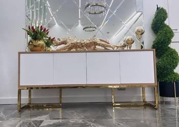 Biało-złota komoda / szafka rtv Chicago Anew Glamour Premium XXL 150x35x65