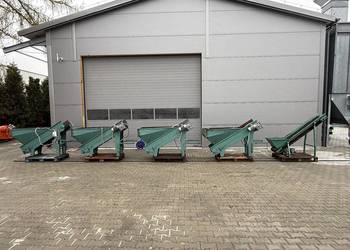 Przenośnik taśmowy odbiorczy – transporter gotowych elementów z zasobnikiem