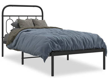 Łóżko Metalowe Czarne Rama Łóżka Ze Stelażem 90x200 cm WM-377110