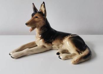 Stara figurka porcelanowa Pies owczarek niemiecki