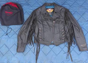 Kurtka skórzana damska ramoneska skóra frędzle