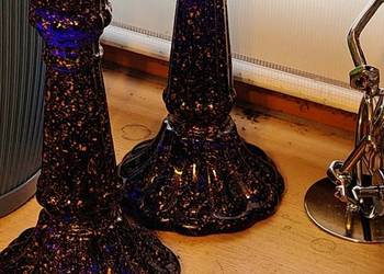 Świeczniki szkło Vintage kobaltowe