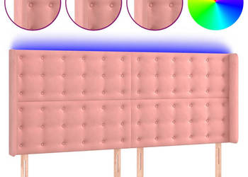 Zagłówek do łóżka z LED różowy 183x16x118/128 cm aksamit WM-3124547